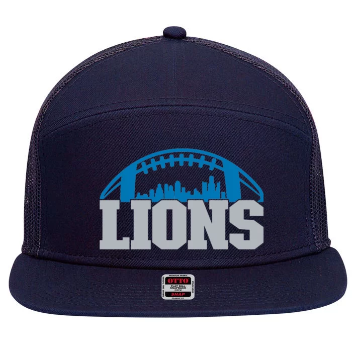 Cool Lions Sports Football With City 7 Panel Mesh Trucker Snapback Hat