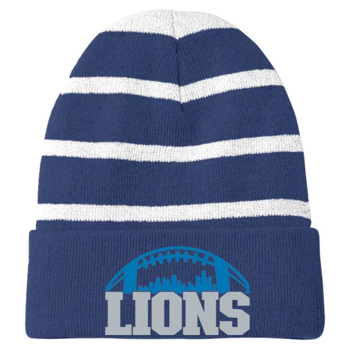 Cool Lions Sports Football With City Striped Beanie with Solid Band