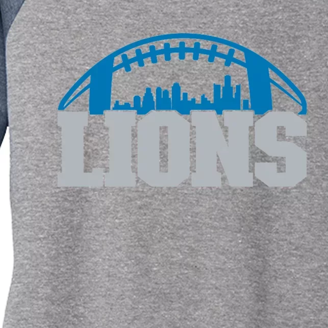 Cool Lions Sports Football With City Women's Tri-Blend 3/4-Sleeve Raglan Shirt