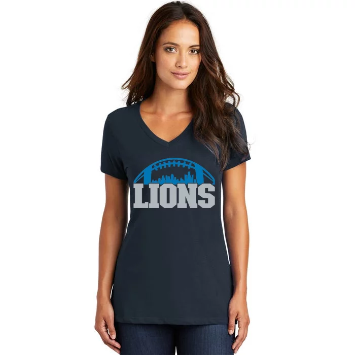 Cool Lions Sports Football With City Women's V-Neck T-Shirt