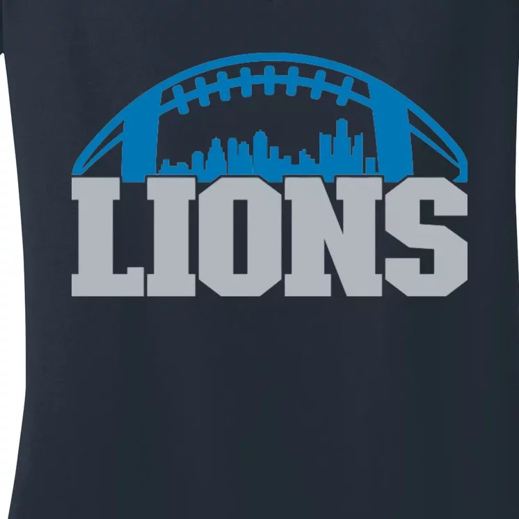 Cool Lions Sports Football With City Women's V-Neck T-Shirt