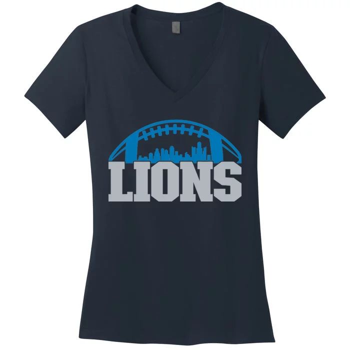 Cool Lions Sports Football With City Women's V-Neck T-Shirt