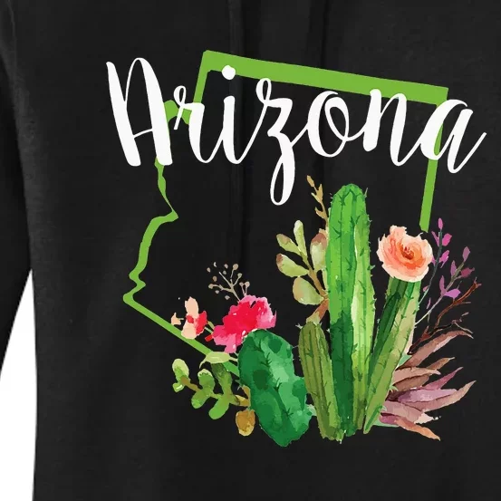 Cute Love State Of Arizona Blooming Cactus Flowers Women's Pullover Hoodie