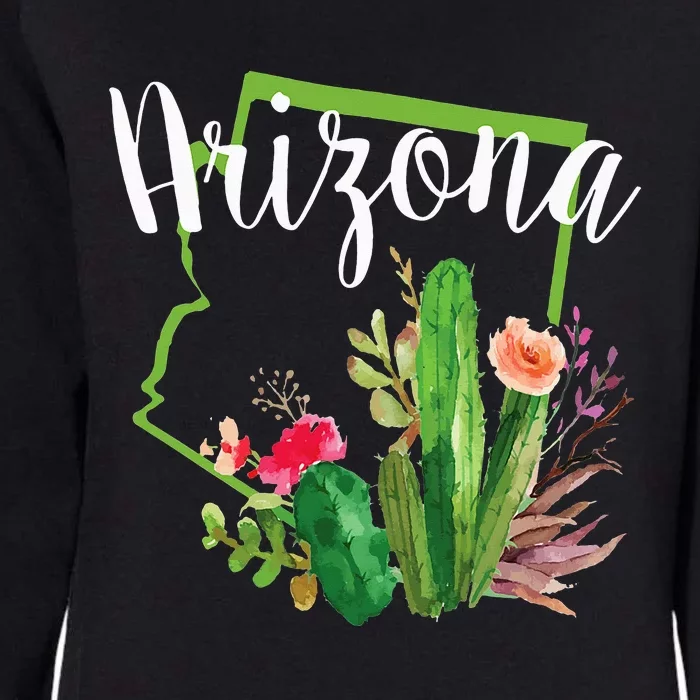 Cute Love State Of Arizona Blooming Cactus Flowers Womens California Wash Sweatshirt