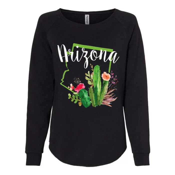 Cute Love State Of Arizona Blooming Cactus Flowers Womens California Wash Sweatshirt