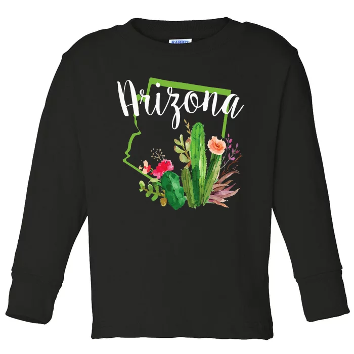 Cute Love State Of Arizona Blooming Cactus Flowers Toddler Long Sleeve Shirt