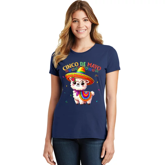 Cute Llama Sombrero Cinco De Mayo Women's T-Shirt