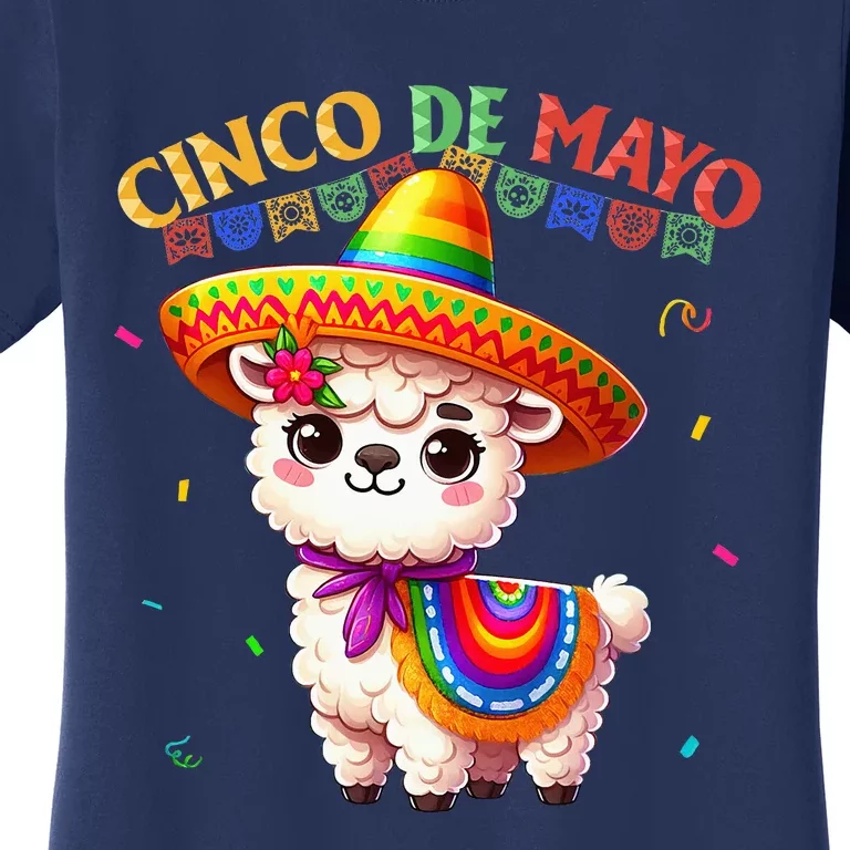 Cute Llama Sombrero Cinco De Mayo Women's T-Shirt