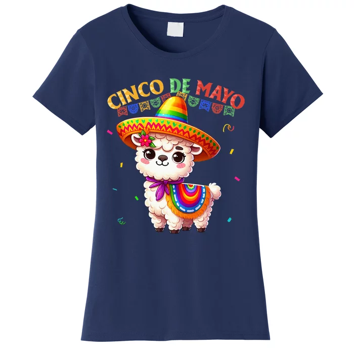 Cute Llama Sombrero Cinco De Mayo Women's T-Shirt