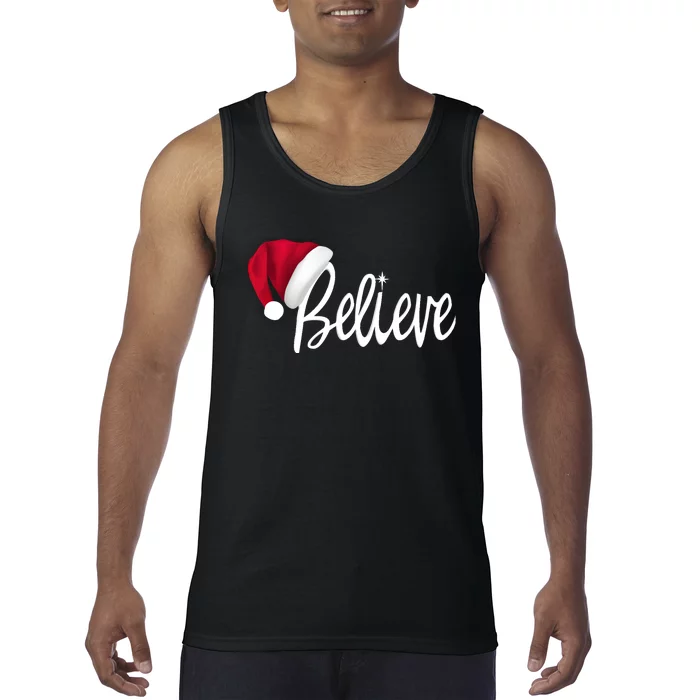 Christmas Long Sleeve TShirt Believe In Santa Claus Shirt Tank Top