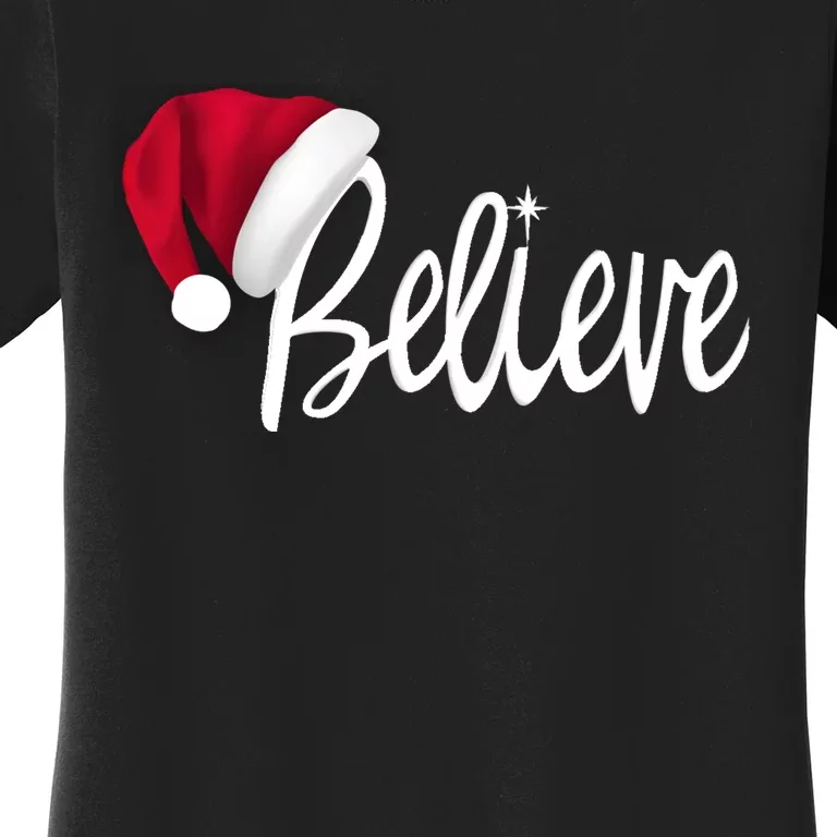 Christmas Long Sleeve TShirt Believe In Santa Claus Shirt Women's T-Shirt