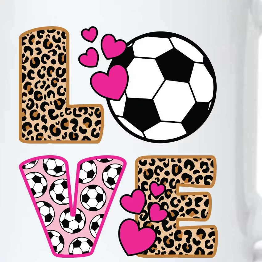 Cute Love Soccer Leopard Print Women Girl Soccer Black Color Changing Mug