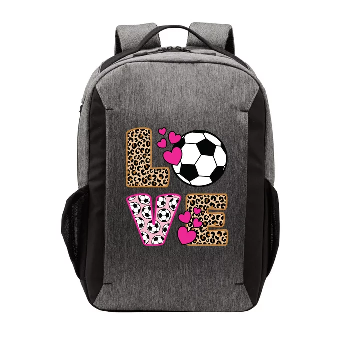 Cute Love Soccer Leopard Print Women Girl Soccer Vector Backpack