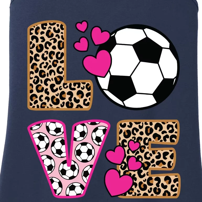 Cute Love Soccer Leopard Print Women Girl Soccer Ladies Essential Tank