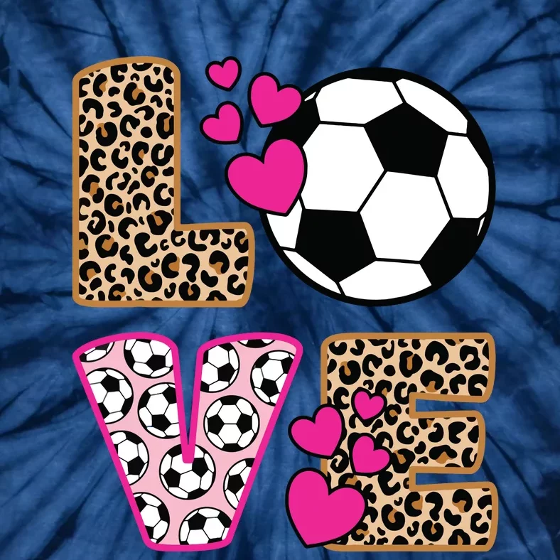 Cute Love Soccer Leopard Print Women Girl Soccer Tie-Dye T-Shirt