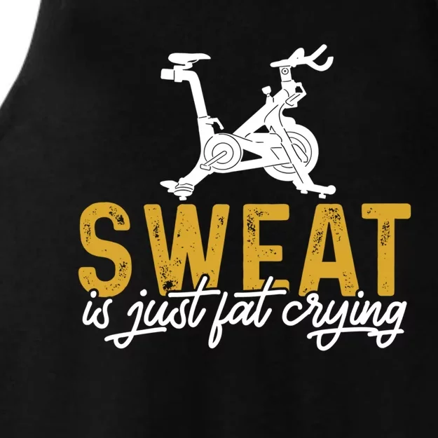 Cycling Lover Sweat Is Just Fat Crying Spinning Cycling Gift Ladies Tri-Blend Wicking Tank