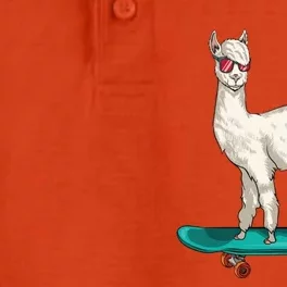 Cute Llama Skating Skater Skateboarding Alpaca Skateboard Great Gift Dry Zone Grid Performance Polo