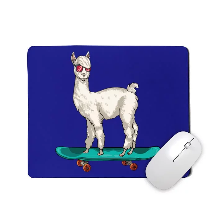 Cute Llama Skating Skater Skateboarding Alpaca Skateboard Great Gift Mousepad