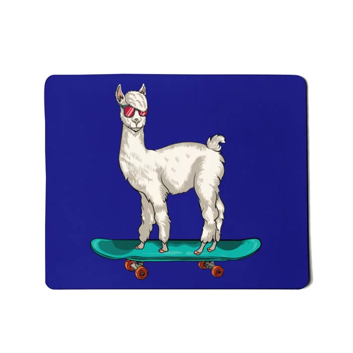 Cute Llama Skating Skater Skateboarding Alpaca Skateboard Great Gift Mousepad