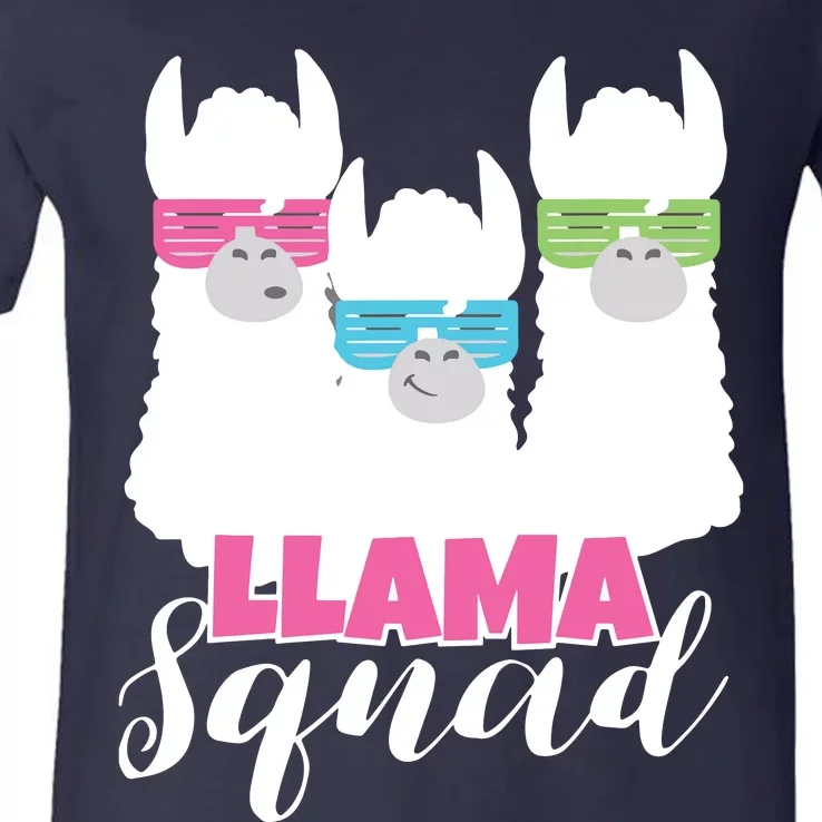 Cute Llama Squad Retro 80s Style Gift V-Neck T-Shirt