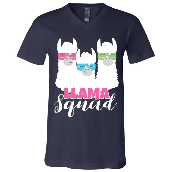 Cute Llama Squad Retro 80s Style Gift V-Neck T-Shirt