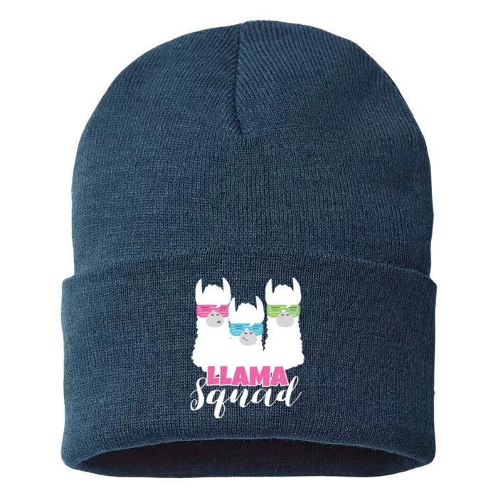 Cute Llama Squad Retro 80s Style Gift Sustainable Knit Beanie