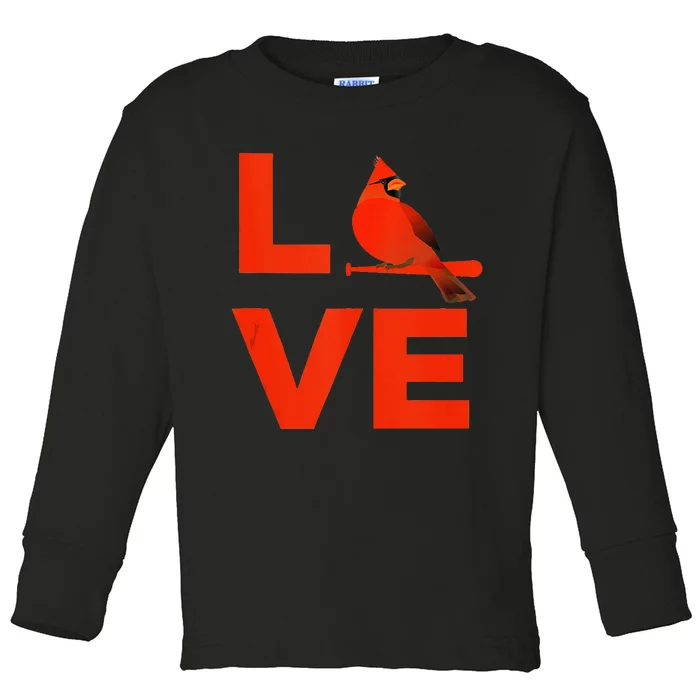 Classic Love St. Louis Missouri Baseball Fan Toddler Long Sleeve Shirt