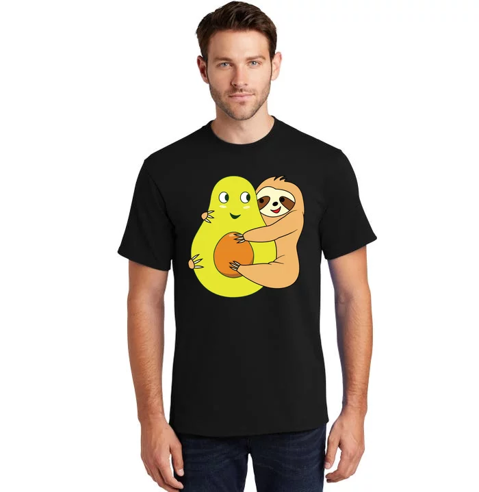 Cute Lazy Sloth Animal Avocado Lover Hugging Tall T-Shirt