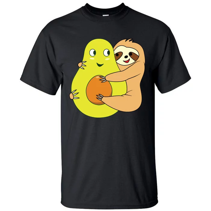 Cute Lazy Sloth Animal Avocado Lover Hugging Tall T-Shirt