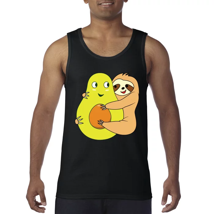 Cute Lazy Sloth Animal Avocado Lover Hugging Tank Top