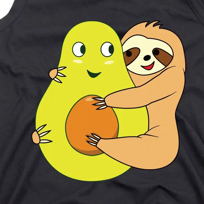 Cute Lazy Sloth Animal Avocado Lover Hugging Tank Top