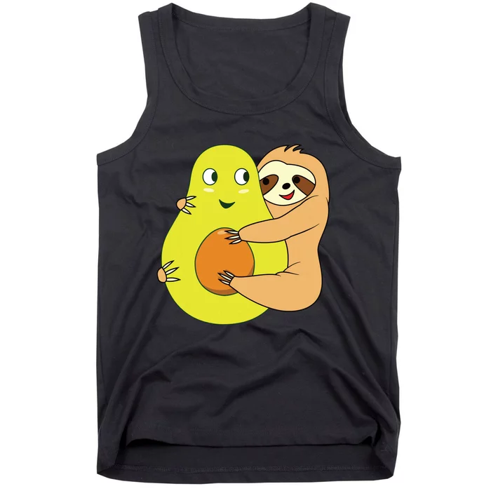 Cute Lazy Sloth Animal Avocado Lover Hugging Tank Top