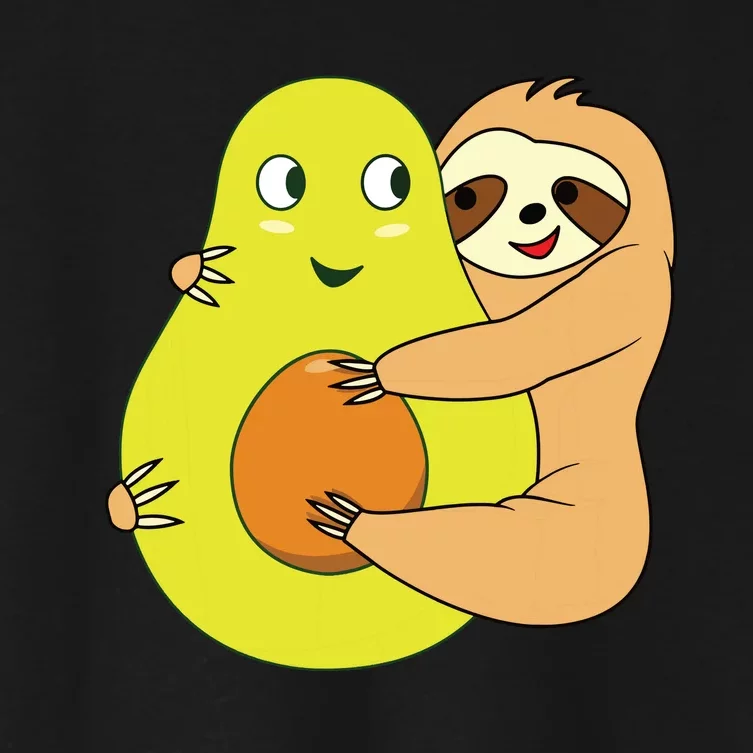 Cute Lazy Sloth Animal Avocado Lover Hugging Women's Crop Top Tee