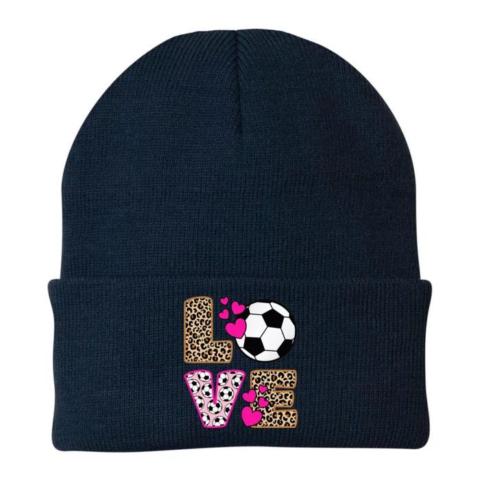 Cute Love Soccer Leopard Print  Soccer Knit Cap Winter Beanie