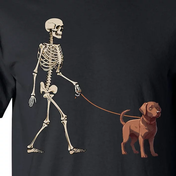 Chocolate Labrador Skeleton Dog Walking Halloween Tall T-Shirt