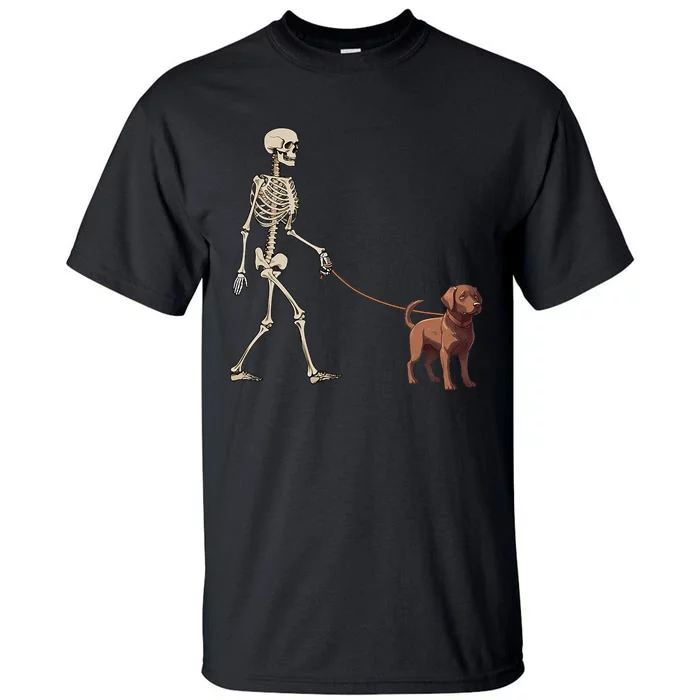 Chocolate Labrador Skeleton Dog Walking Halloween Tall T-Shirt