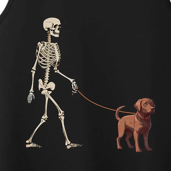 Chocolate Labrador Skeleton Dog Walking Halloween Performance Tank