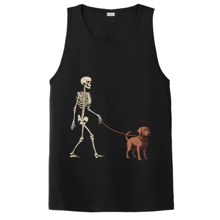 Chocolate Labrador Skeleton Dog Walking Halloween Performance Tank