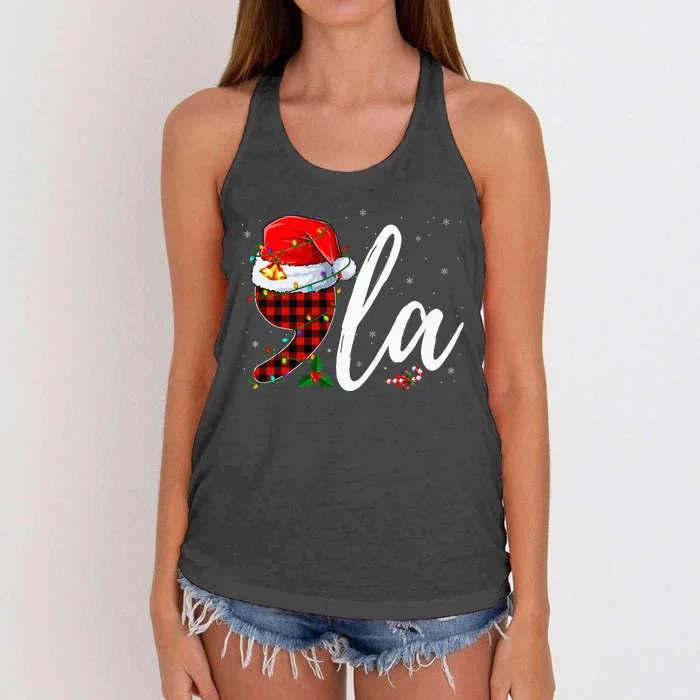 Comma La Santa Hat Kamala Harris 2024 Voting Christmas 2024 Women's Knotted Racerback Tank