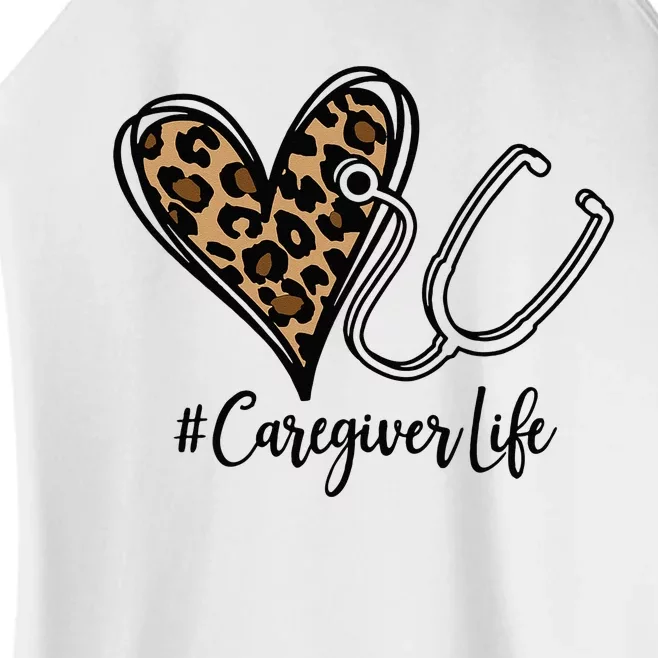 Caregiver Leopard Stethoscope Women’s Perfect Tri Rocker Tank