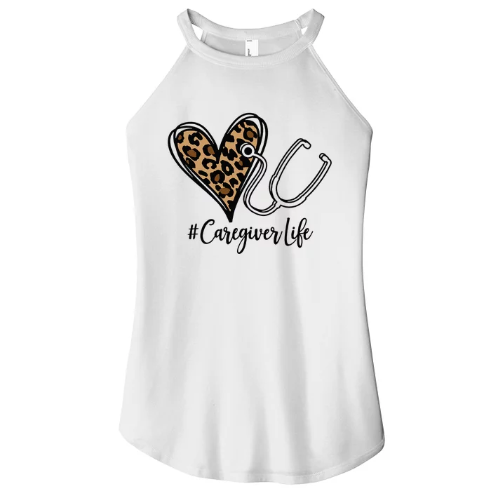 Caregiver Leopard Stethoscope Women’s Perfect Tri Rocker Tank