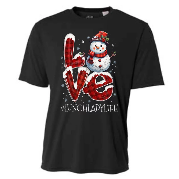 Christmas Love Snowman Lunch Lady Life Funny Xmas Costume Cooling Performance Crew T-Shirt