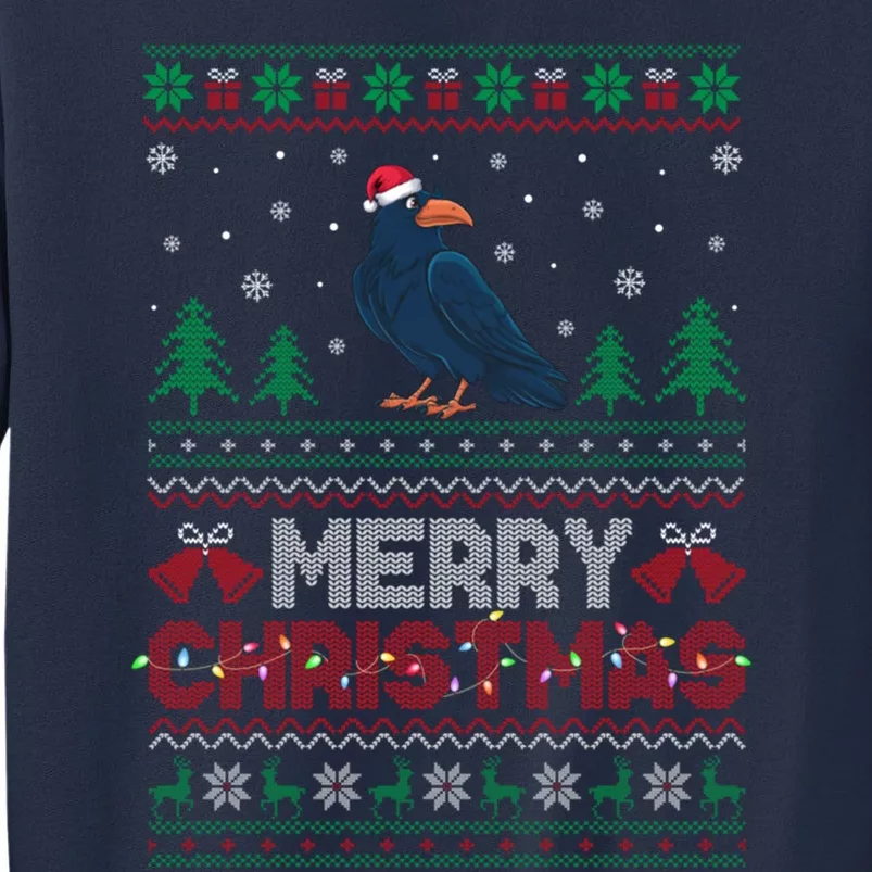 Crow Lovers Santa Hat Funny Christmas Tree Lights Sweatshirt