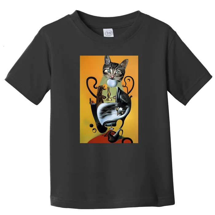 Cat Lover Salvador Dali Style Painting Toddler T-Shirt