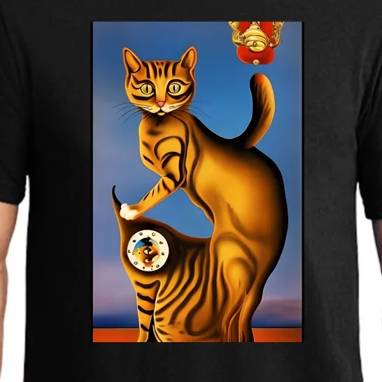 Cat Lover Salvador Dali Style Painting Pajama Set