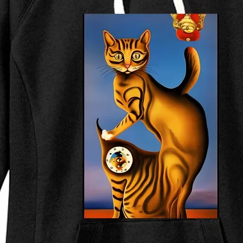 Cat Lover Salvador Dali Style Painting Women's Fleece Hoodie