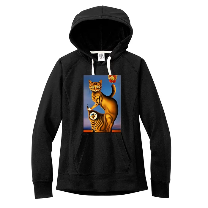 Cat Lover Salvador Dali Style Painting Women's Fleece Hoodie