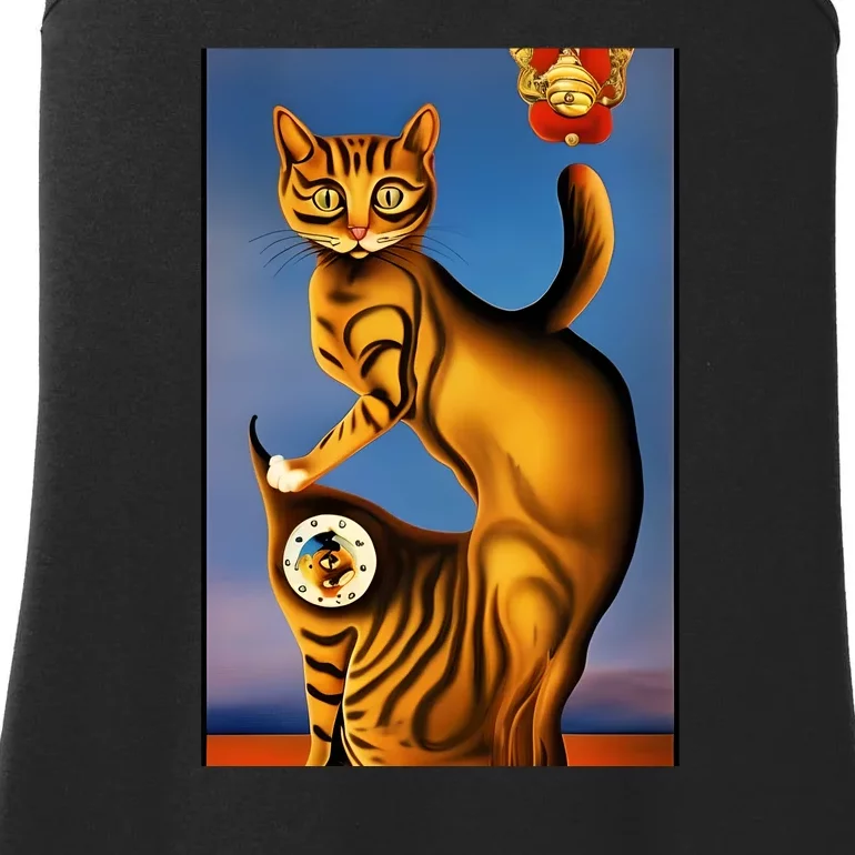 Cat Lover Salvador Dali Style Painting Ladies Essential Tank