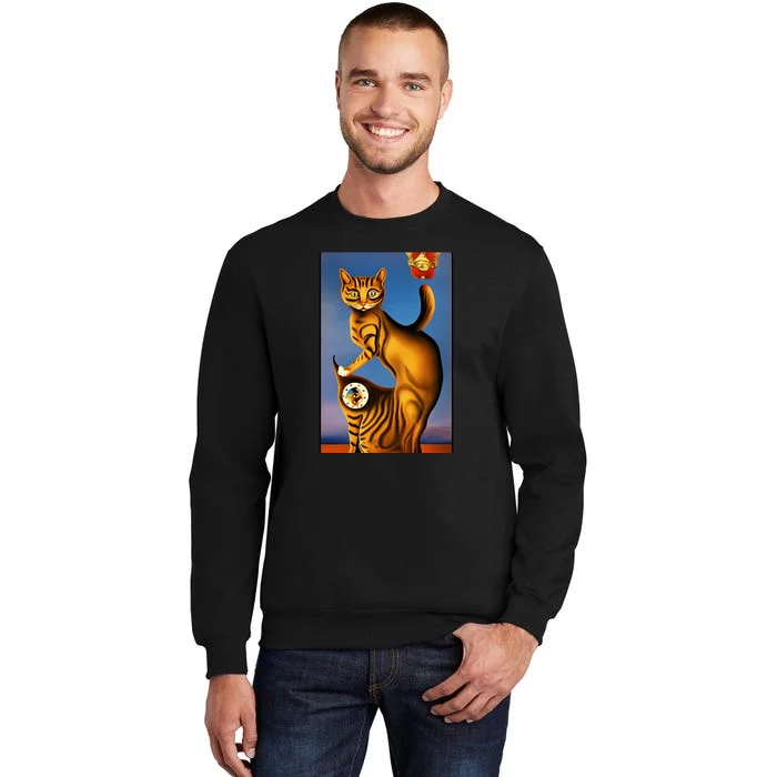 Cat Lover Salvador Dali Style Painting Tall Sweatshirt