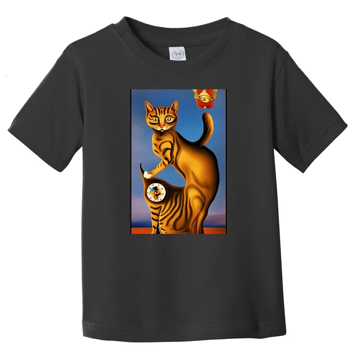 Cat Lover Salvador Dali Style Painting Toddler T-Shirt